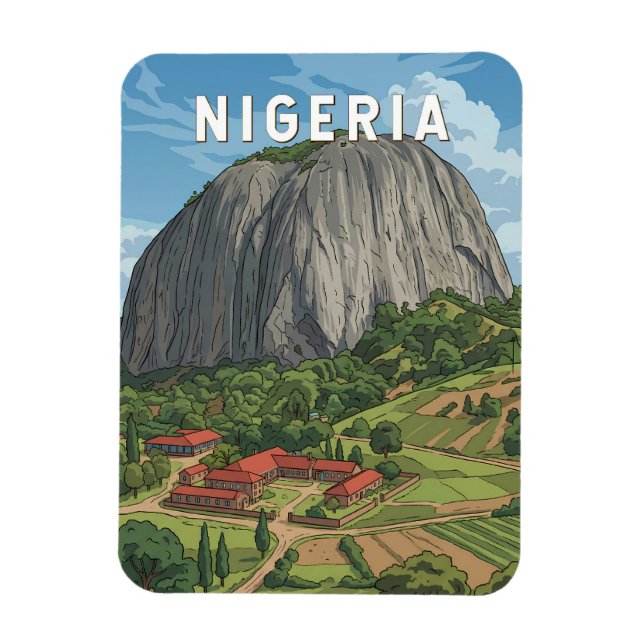 Nigeria Illustration Resa Konst Vintage Magnet (Vertikal)
