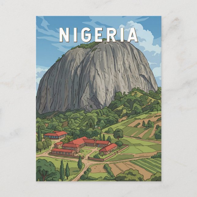 Nigeria Illustration Resa Konst Vintage Vykort (Framsida)