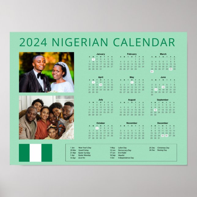 Nigeria | Infoga foto 2024 Nigerianska Firande Poster (Framsidan)