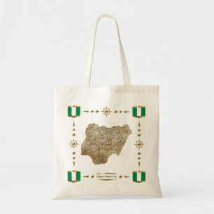 Nigeria Karta + Flaggor Bag Tygkasse