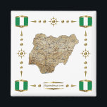 Nigeria Karta   Flaggor Magnet<br><div class="desc">Detta koncept omfattar ett nigerianskt karta i ett gräns med nationell flagga. Utformningen fungerar bäst på kvadratiska magneter. Du kan lägga till en egen text/grafik med funktionen Anpassa den!. © 2010 FlagAndMap. Karta härlett från bilder: http://www.lib.utexas.edu/maps/</div>