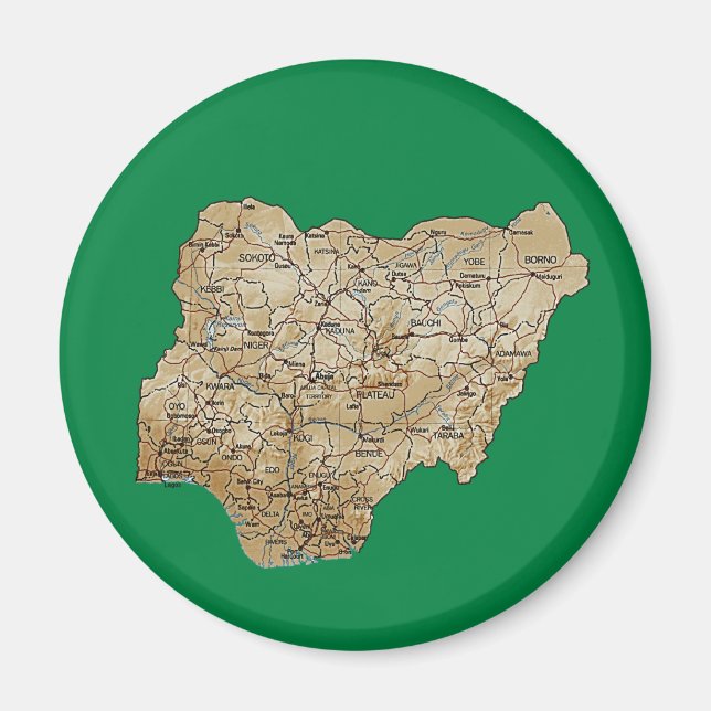 Nigeria Karta Magnet (Framsidan)