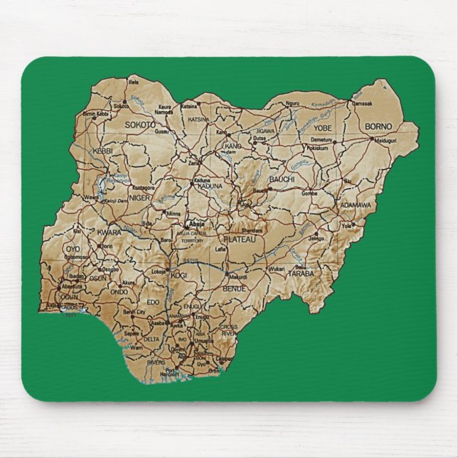 Nigeria karta Mousepad Musmatta (Framsidan)