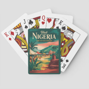 Nigeria Målerisk Illustration Resa Konst Vintage Casinokort