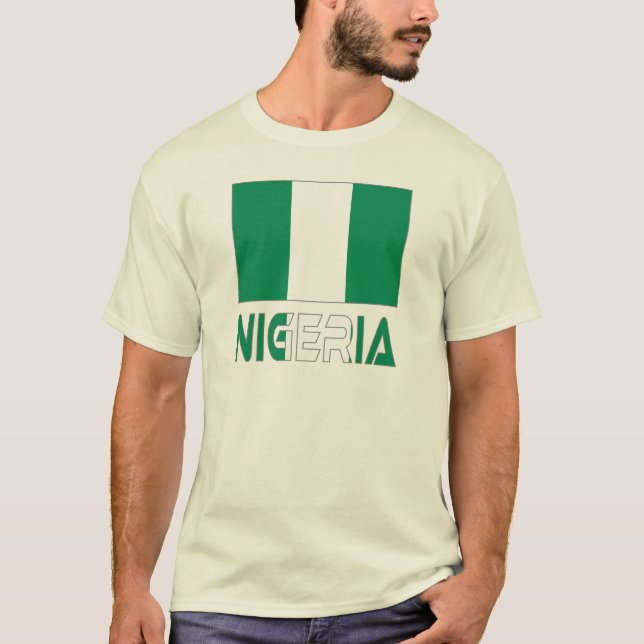 Nigeria med den nigerianska flaggan t-shirt (Framsida)