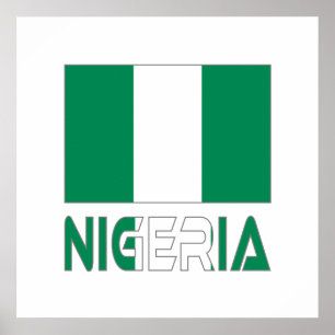 Nigeria med Nigerias Flagga Poster