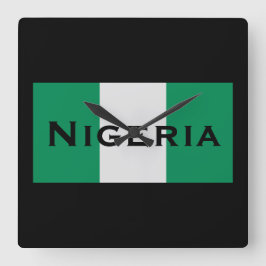 Nigeria med Nigerias Flagga (Väster Afrika) Fyrkantig Klocka