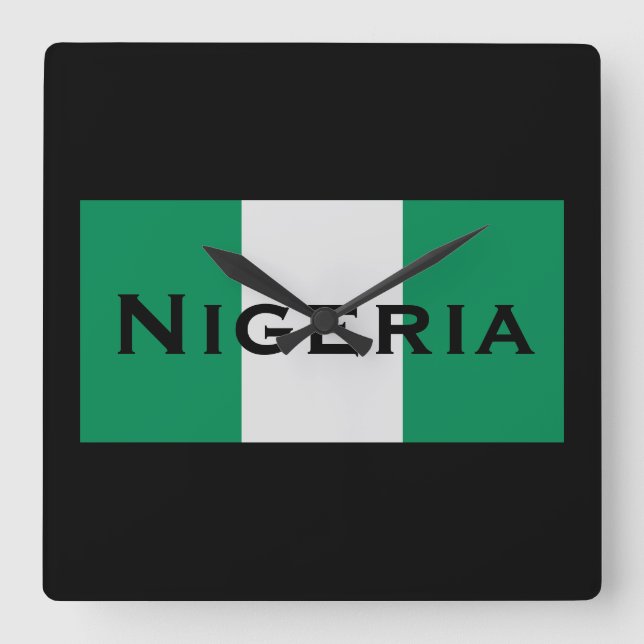Nigeria med Nigerias Flagga (Väster Afrika) Fyrkantig Klocka (Framsida)