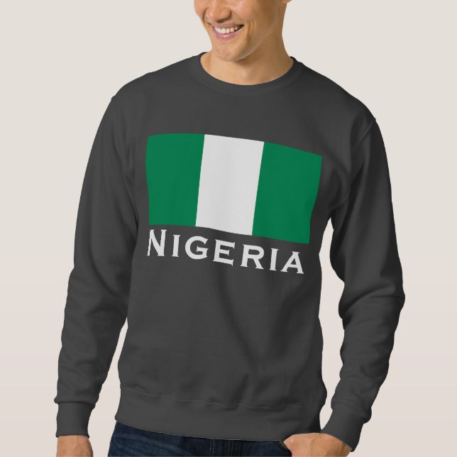 Nigeria med Nigerias Flagga (Väster Afrika) Lång Ärmad Tröja (Framsida)