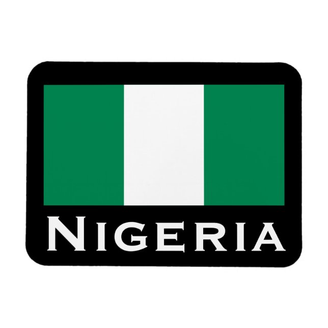 Nigeria med Nigerias Flagga (Väster Afrika) Magnet (Horisontell)