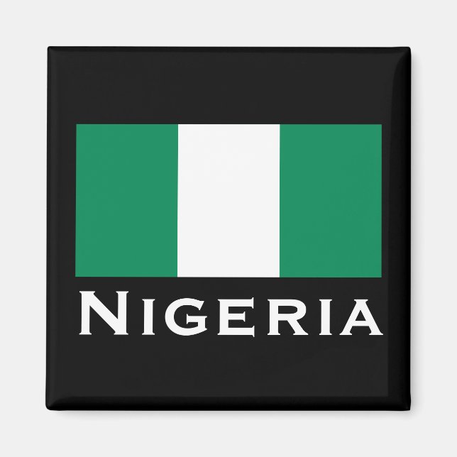 Nigeria med Nigerias Flagga (Väster Afrika) Magnet (Framsidan)