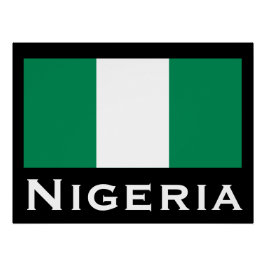 Nigeria med Nigerias Flagga (Väster Afrika) Perfect Poster
