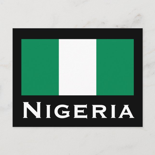 Nigeria med Nigerias Flagga (Väster Afrika) Vykort (Framsida)