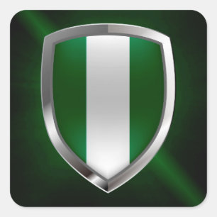 Nigeria Metallic Emblem Fyrkantigt Klistermärke