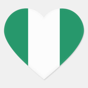 Nigeria (Nigeria) Flagga Hjärtformat Klistermärke