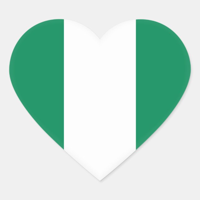 Nigeria (Nigeria) Flagga Hjärtformat Klistermärke (Framsida)