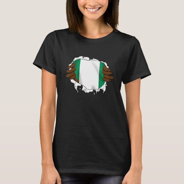 Nigeria Nigerian Africa Proud Heart Love Hands T Shirt (Framsida)