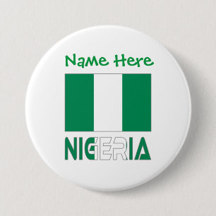 Nigeria och Nigerias flagga Grön Personalisering Knapp
