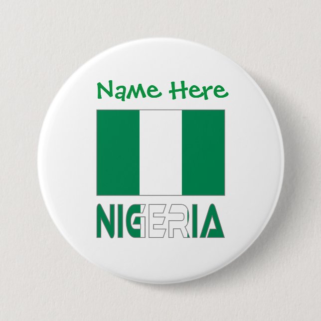 Nigeria och Nigerias flagga Grön Personalisering  Knapp (Framsida)