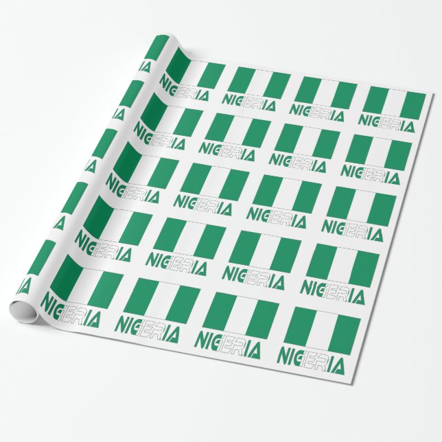 Nigeria och Nigerias Flagga Presentpapper (Utrullad)