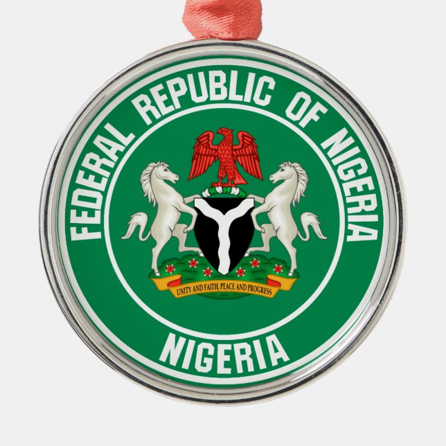 Nigeria Round Emblem Julgransprydnad Metall (Framsidan)