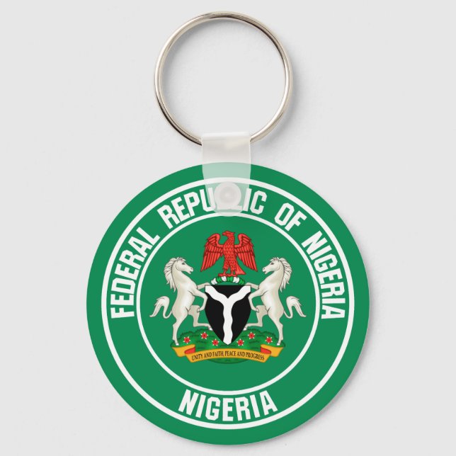 Nigeria Round Emblem Nyckelring (Framsida)
