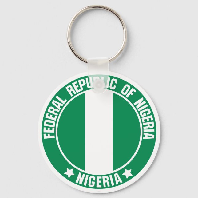 Nigeria Round Emblem Nyckelring (Framsida)