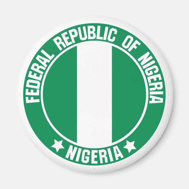 Nigeria Rund emblem Magnet (Framsidan)