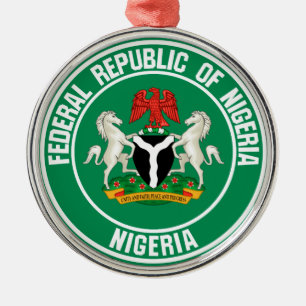 Nigeria Rundemblem Julgransprydnad Metall