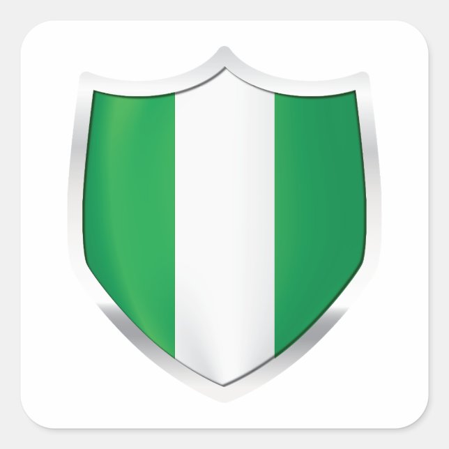 Nigeria Silver Shield Flagga Fyrkantigt Klistermärke (Framsida)