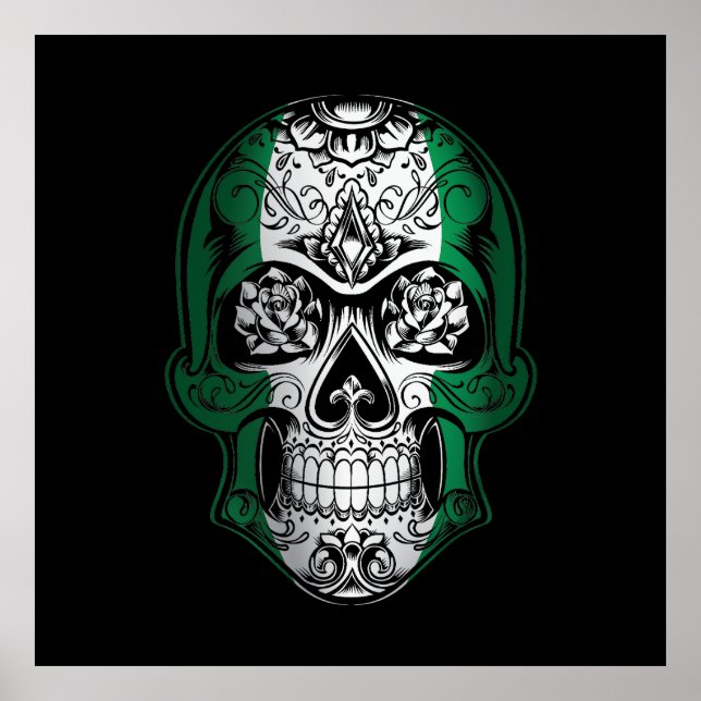 Nigeria Skull och Ro Flagga Poster (Framsidan)