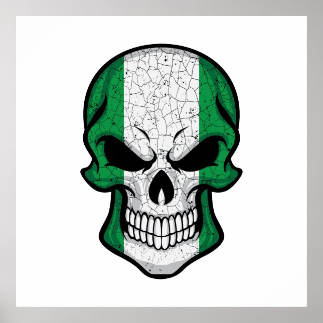 Nigeria Smiling Skull Flagga Poster (Framsidan)