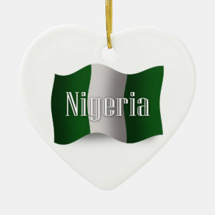 Nigeria som vinkar flagga julgransprydnad keramik