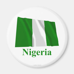 Nigeria som vinkar flagga med namn magnet