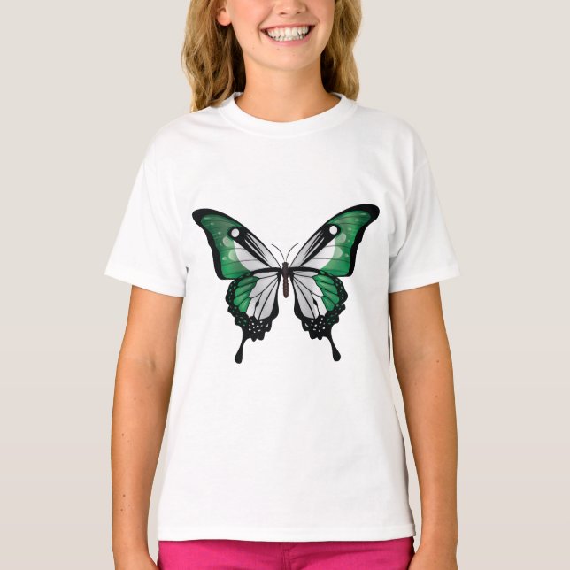 Nigeria Swallowtail Butterfly Flagga T Shirt (Framsida)