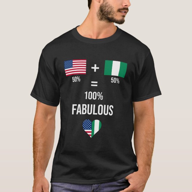 Nigeria Usa Shirt Fabulous Flaggor Halnian Hal T Shirt (Framsida)