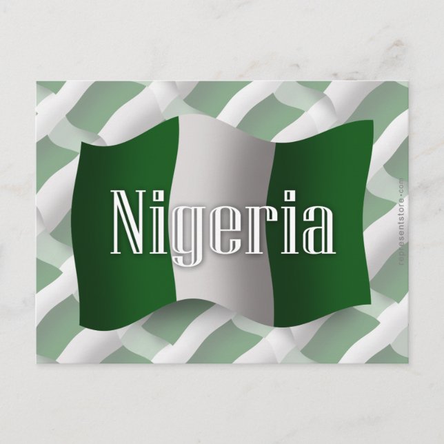 Nigeria Wave Flagga Vykort (Framsida)