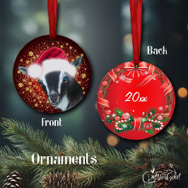 Nigerian Dwarf Goat Santa Hat-julprydnad Julgransprydnad Keramik