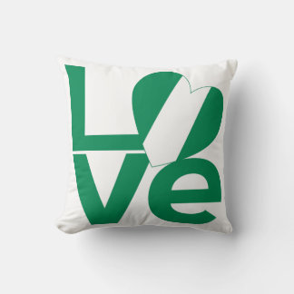 Nigeriansk Grönt KÄRLEK Heart Flagga Kudde