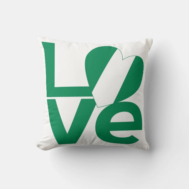 Nigeriansk Grönt KÄRLEK Heart Flagga Kudde (Framsida)