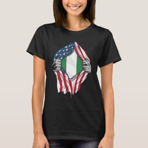 Nigerianska Blood Inside Me Nigeria Flagga T Shirt