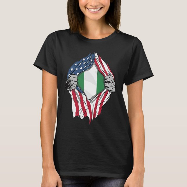 Nigerianska Blood Inside Me Nigeria Flagga T Shirt (Framsida)