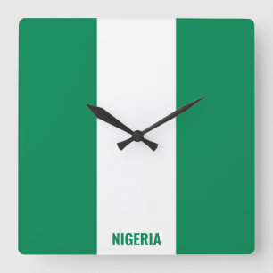 Nigerianska Flagga Patriotic Fyrkantig Klocka