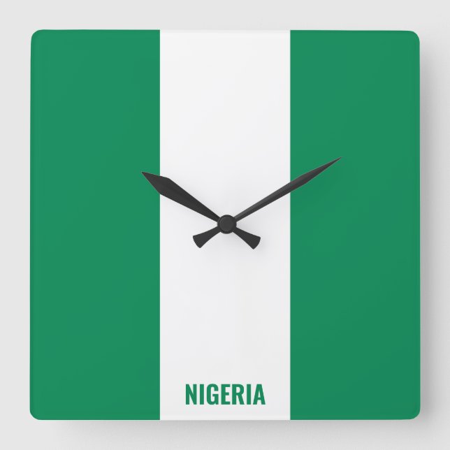 Nigerianska Flagga Patriotic Fyrkantig Klocka (Framsida)
