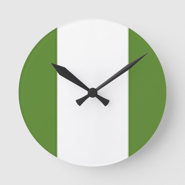 Nigerianska Flagga Rund Klocka (Framsida)
