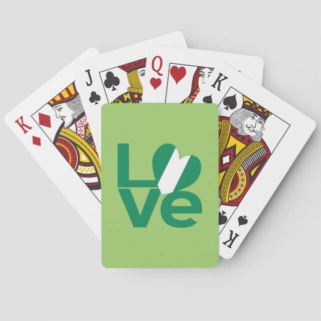 Nigerianska Gröna KÄRLEK Hjärta Flagga  Casinokort (Baksidan)
