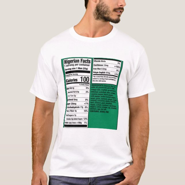 Nigerianska Män Fakta - Närings  T Shirt (Framsida)