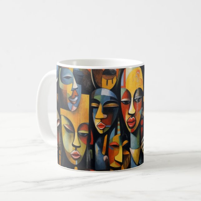 Nigerias Abstrakt Art, Afrika, afrikansk konst Kaffemugg (Framsida vänster)