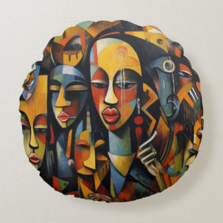 Nigerias Abstrakt Art, Afrikansk konst Rund Kudde