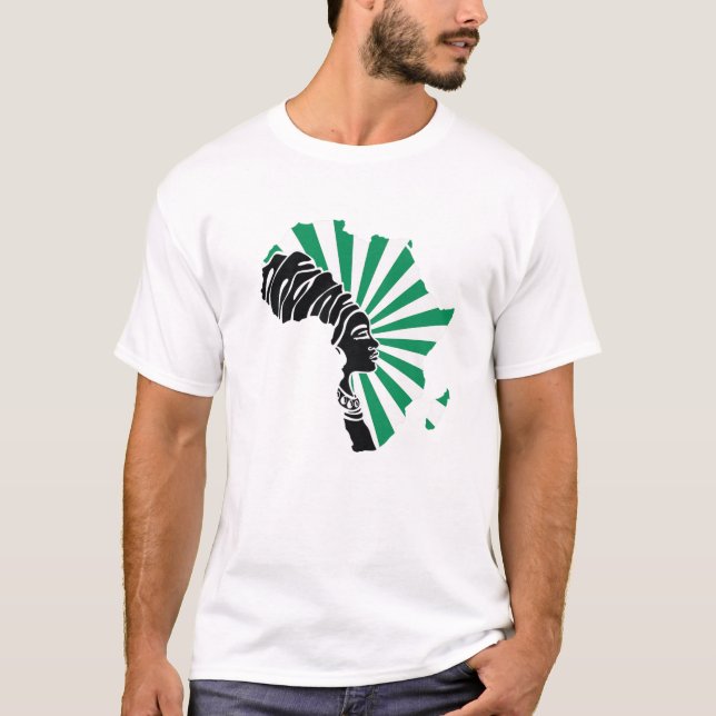 Nigerias Flagga Afrika Karta Etniskt kulturarv B T Shirt (Framsida)